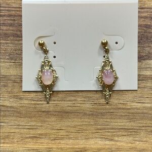 Black Hills Rose Quartz Elegant Gold and Pink Dangle Earrings